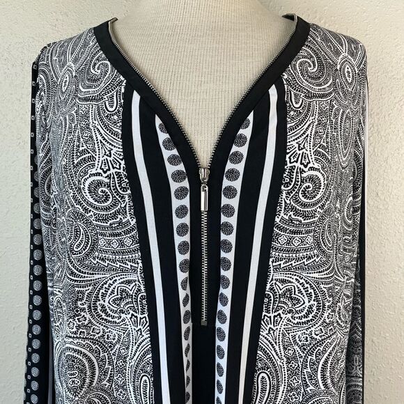 INC International Concepts Half Zip Blouse Top Size 0X EUC - Picture 2 of 6